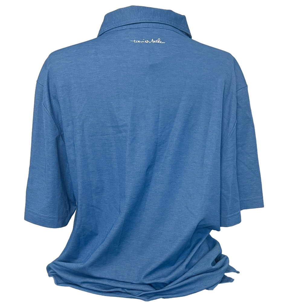 NWT TravisMathew Trump National Bedminster Golf Polo Shirt Men’s Large Blue - Picture 3 of 6